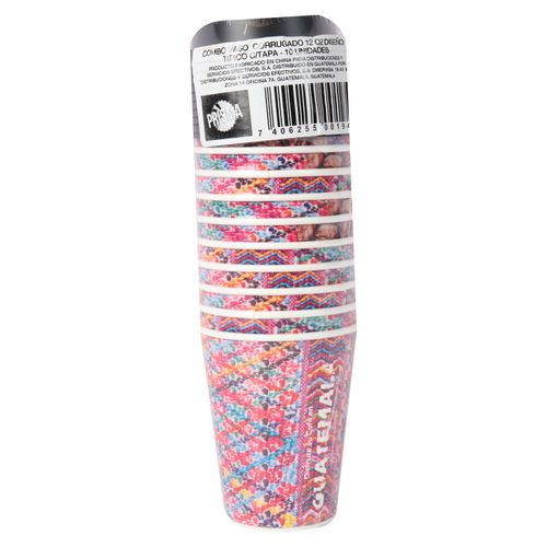 Vaso Prisma C Corrugado Tipico Con tapa - 12 unidades