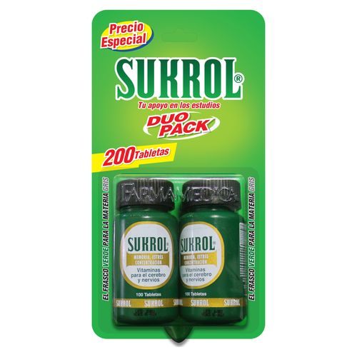 2 Pack Tabletas Vitaminas Sukrol - 100 Unidades