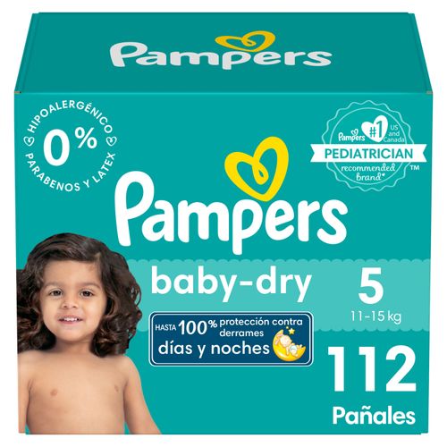 Pañales Marca Pampers Baby-Dry Talla 5, 11-15kg - 112Uds