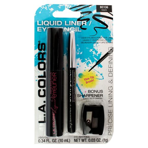 Kit Delineador Líquido y Lápiz L.A Girls, color negro