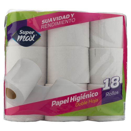 Papel Higiénico Marca Supermax 330 Hojas Dobles - 18 Rollos