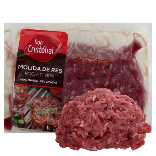 Carne Molida Don Cristóbal Empacada Rochoy 90% De Carne Y 10% De Grasa - 1Lb