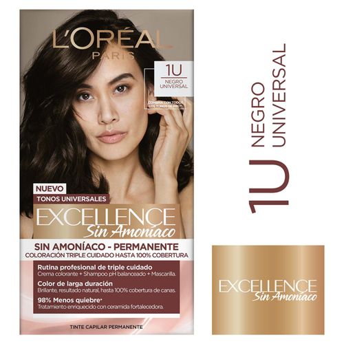 Tintura Permanente L´Oreal Excellence Sin Amoníaco Tono Negro Universal - 1 Ud