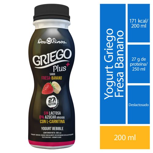 Yogurt Dos Pinos, Griego banano fresa -200ml