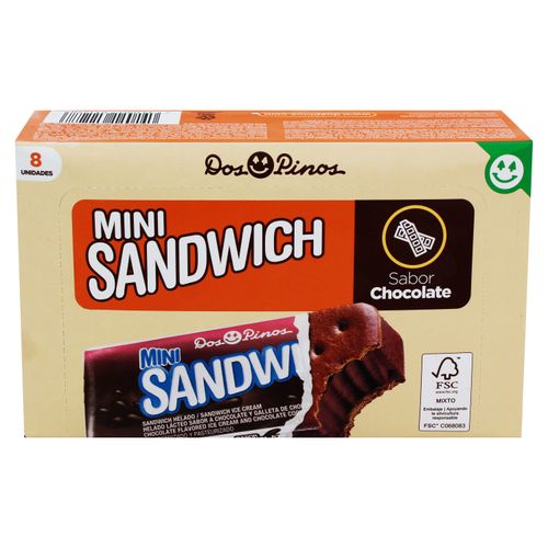 Helado Dos Pinos Mini Sandwich Sabor Chocolate 8 Pack - 384g