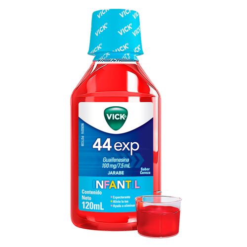 Jarabe expectorante Vick 44 Exp infantil para tos y flemas Sabor Cereza -120 ml