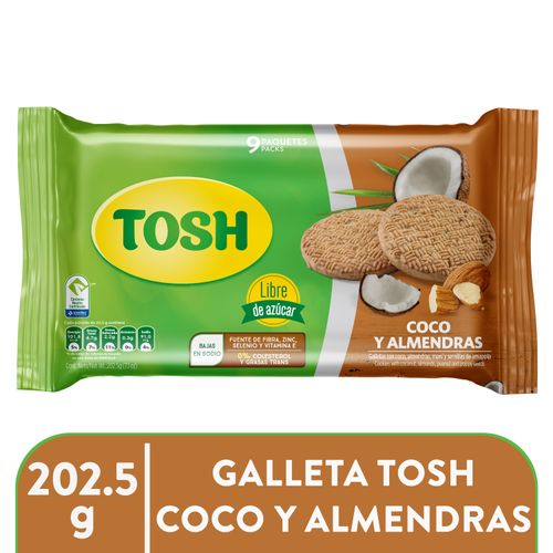 Galleta Tosh almendra y coco 9 pack - 202.5 g