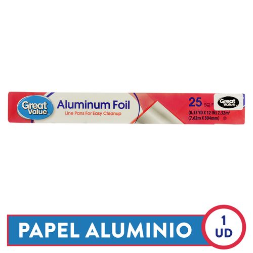 Papel Aluminio Marca Great Value - 25 Pies Unidad