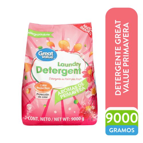Detergente en polvo Great Value aroma primavera -9000g