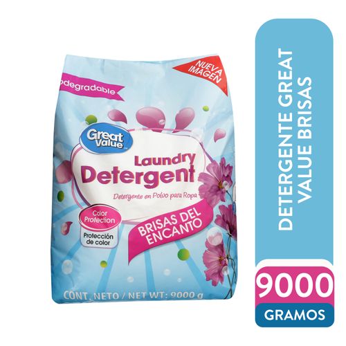 Detergente en polvo Great Value aroma Brisas del Encanto -9000g