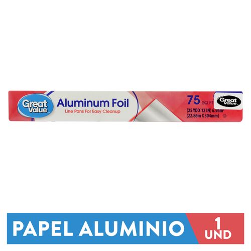 Papel Aluminio Marca Great Value - 75 Pies Unidad