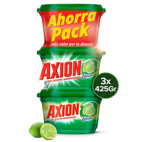 Lavaplatos Axion Limón En Pasta 3 Pack, Arrancagrasa - 425g