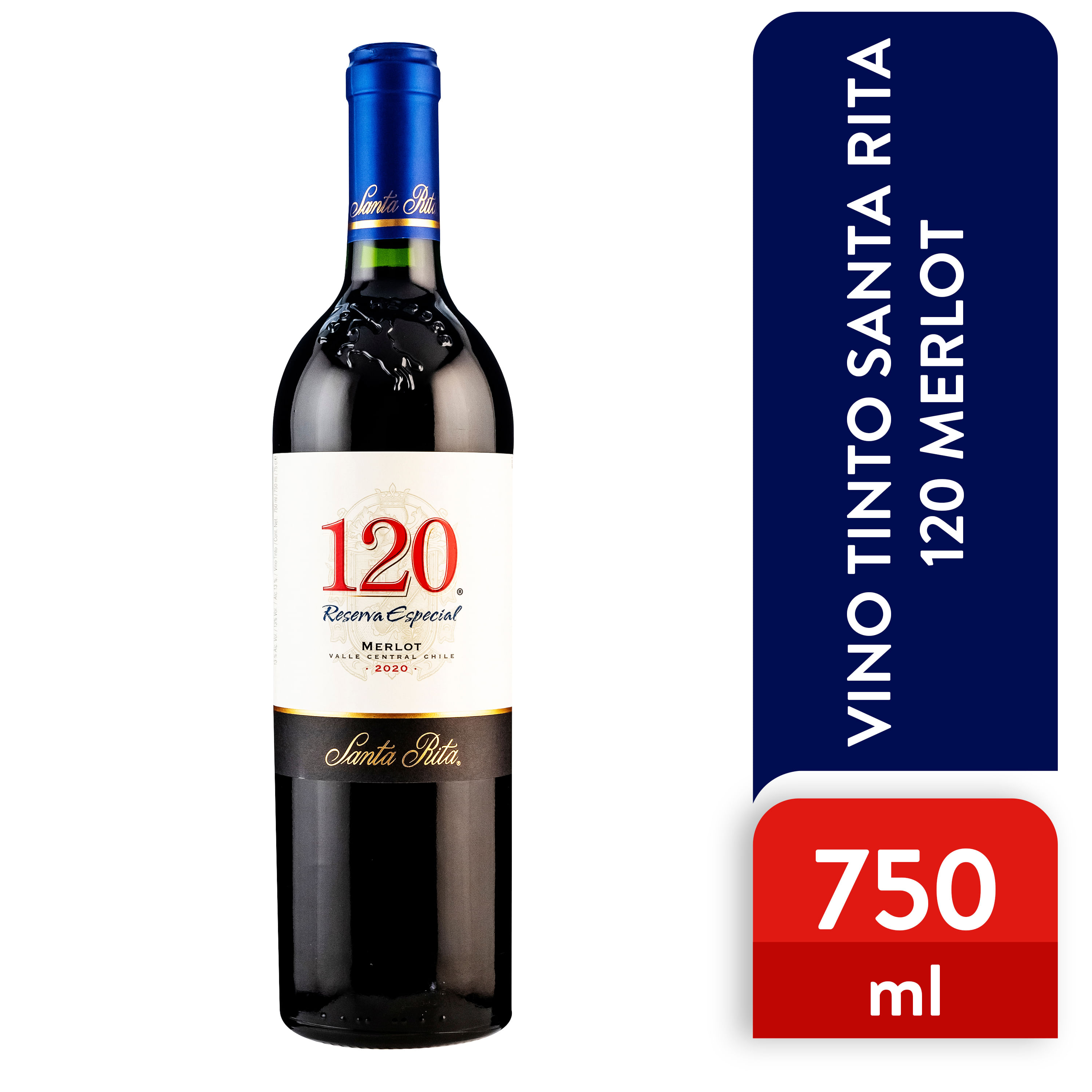 Vino tinto Santa Rita 120 merlot resva 2020 - 750 ml