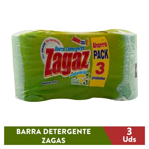Detergente Zagaz Barra Citrus 3 pack - 675 g