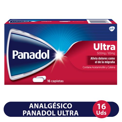 Analgésico Acetaminofén, Panadol Ultra Caja 16 Capletas