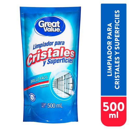 Limpia Vidrios Marca Great Value Pouch 500 ml