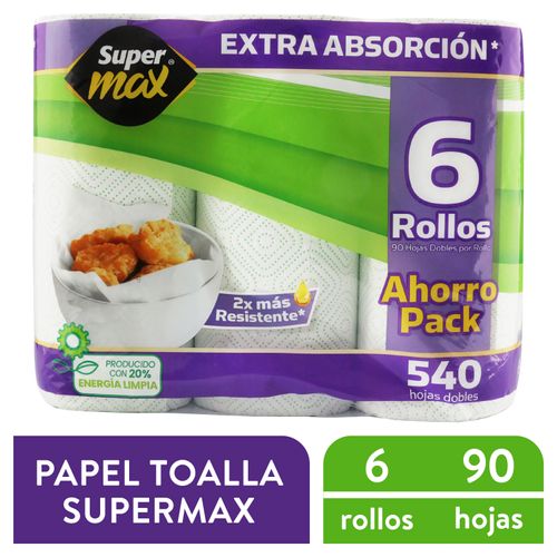 Papel Mayordomo Supermax Premium 6 Rollos- 90 Hojas