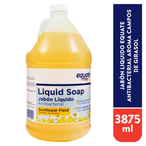 Jabón Liquido Antibacterial Marca Equate Aroma Campos De Girasol - 3785 ml