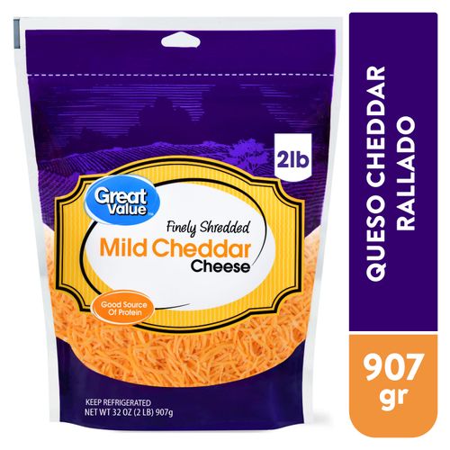 Queso Cheddar Great Value Rallado - 907g