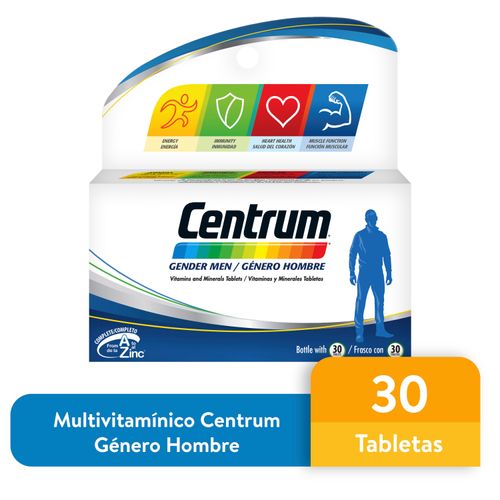 Vitaminas Centrum Gender para hombre caja 30 tabletas - Precio indicado por caja