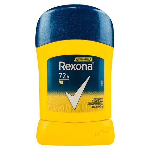 Desodorante Rexona V8 protección seca y fresca en Barra - 45 g