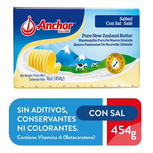 Mantequilla  Anchor  Con Sal Barra -454g