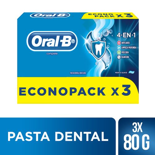 Pasta Dental Oral-B Complete 4En1 Con Flúor 80g 3pack