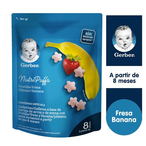 Galletitas NutriPuffs  Gerber® Sabor Fresa Banano Sin Azúcar - 42g