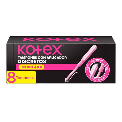 Tampones Kotex Medio Con Aplicador - 8Uds