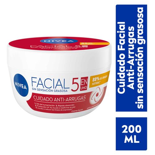 Crema Facial Nivea Hidratante Antiedad 5 En 1 Cuidado Anti-Arrugas - 200ml