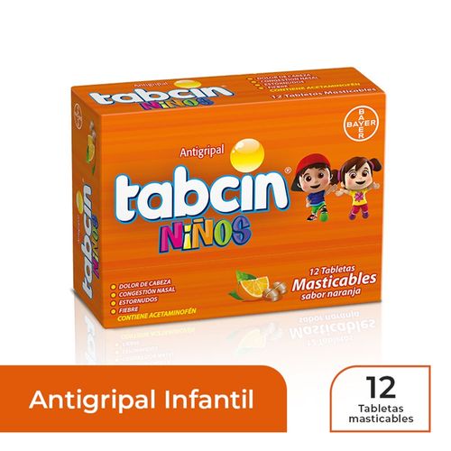 Antigripal Tabcin niños masticable caja 12 tabletas - Precio indicado por caja