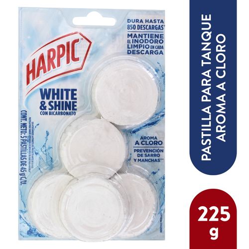 Pastilla para sanitario Harpic white & shine 5 pack - 45 g