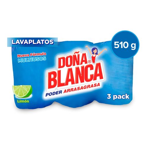 Lavaplatos multiusos Doña Blanca poder arrasagrasa limón sólido 3 pack - 510 g