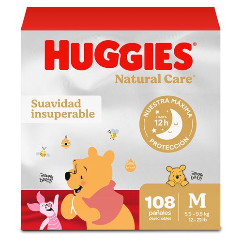 Pañales Huggies Natural Care Etapa 2/M Suavidad Insuperable - 108 uds