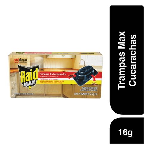 Sistema Exterminador RAID® MAX®, Trampas Para Cucarachas 4 piezas 16 G/12