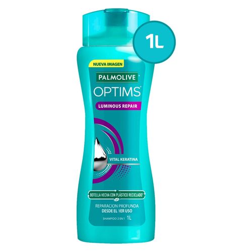 Shampoo 2 en 1 Palmolive Optims Luminous Repair con Vital Keratina - 1 L