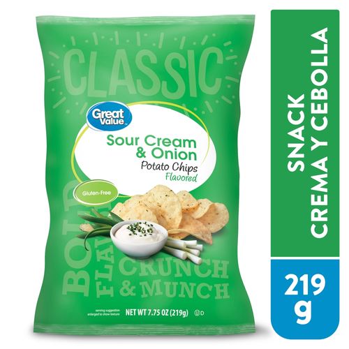 Snack Great Value Crema Y Cebolla - 219 g