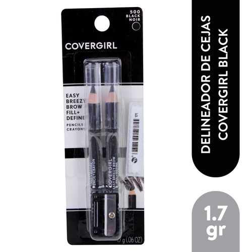 Lápiz delineador de cejas Covergirl negro 500 2 Uds - 1.7 g