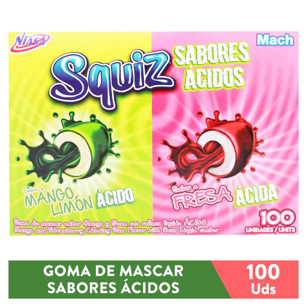 Chicle Squiz Surtido Acido 100 Ud