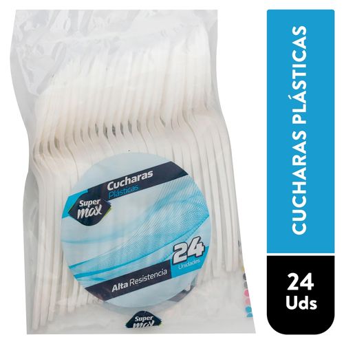 Cuchara Desechable Marca Supermax Color Blanco - 24 Unidades