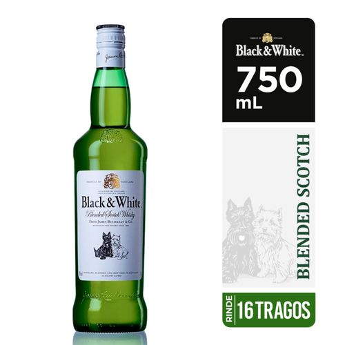 Whisky Black & White blended scotch 40% alcohol - 750 ml