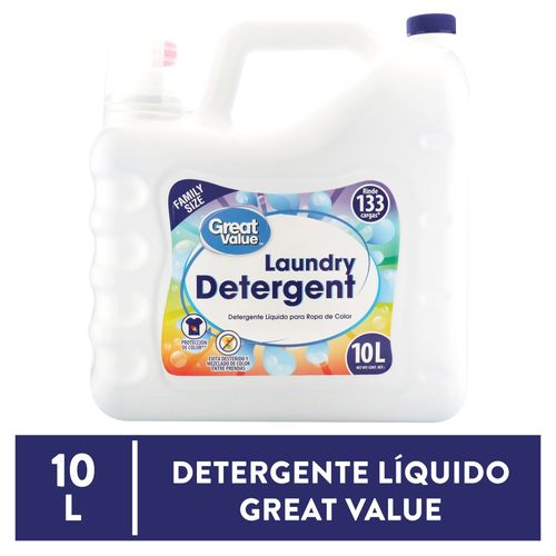 Detergente Liquido Marca Great Value Para Ropa Blanca Y Color -10000 ml