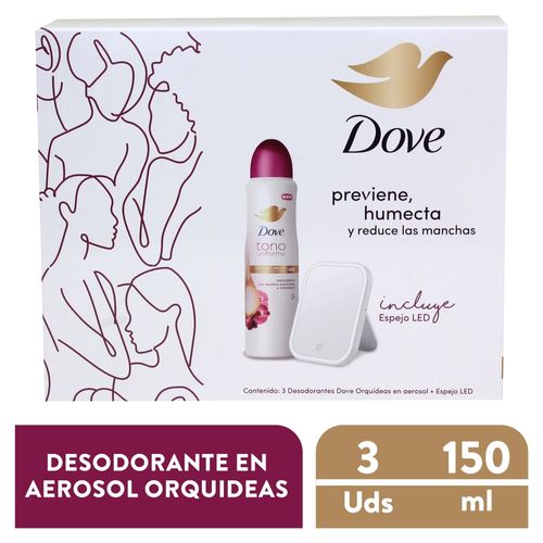 Desodorante Dove orquideas con espejo led pack - 450 ml