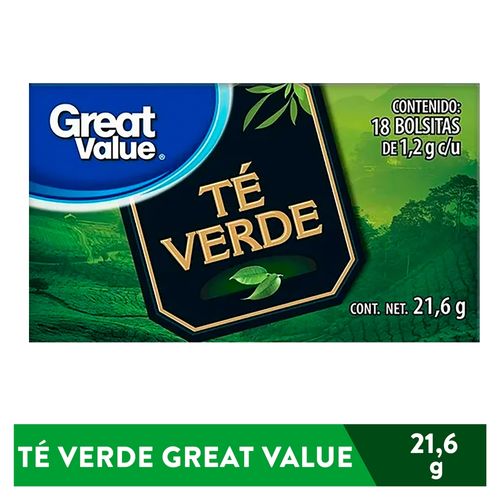 Té Verde Great Value, 18 sobres -21,6g