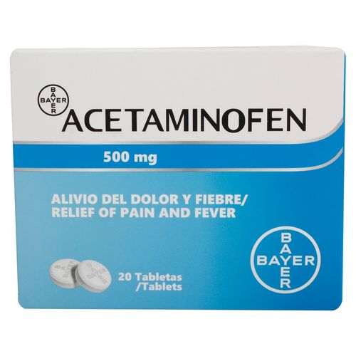 Acetaminofén Bayer 500 mg caja 20 tabletas - Precio indicado por caja