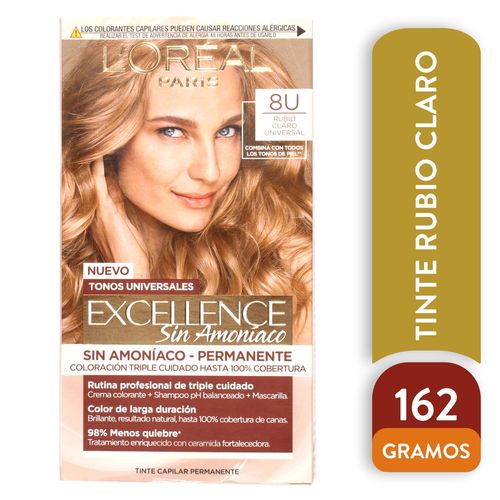 Tinte Excellence Rubio Claro Tono 8U  - 162 g