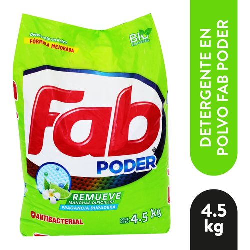 Detergente en Polvo Fab Poder Aroma Limón Remueve Manchas Dificiles - 4500 g