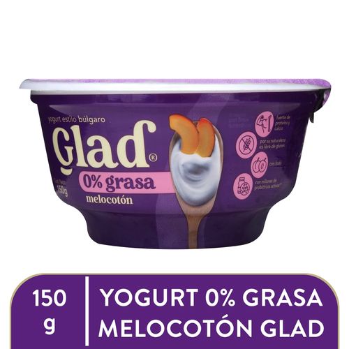 Yogurt Glad 0 grasa sabor melocotón - 150 g