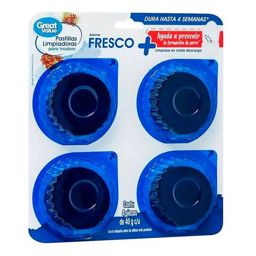 Pastilla Limpiadoras Great Value Azul 4 Pack - 40 g