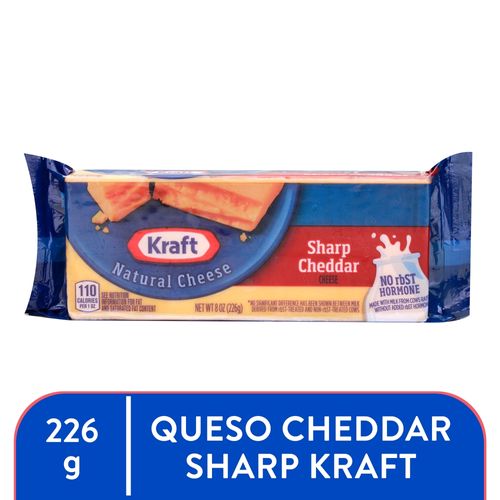 Queso cheddar Kraft sharp intenso entero - 226 g